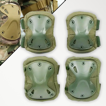 Комплект защиты налокотники и наколенники Олива Eagle KN-04