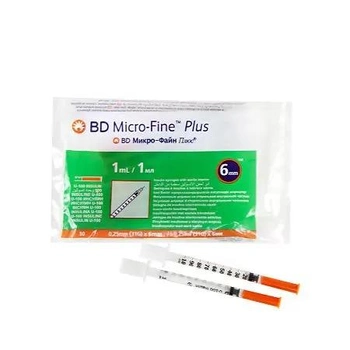 Шприц інсуліновий BD Micro-Fine 1 мл U-100 31G (0,25 x 6,0 мм) 100 шт