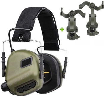 Активні Навушники для стрільби Earmor M31 + Premium кріплення до шолома на рейки ARC/M-LOK (125993)