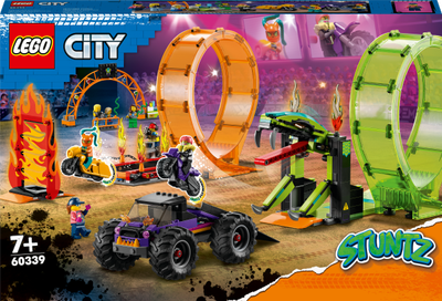 Zestaw klocków LEGO City Stuntz Kaskaderska arena z dwoma pętlami 598 elementów (60339)