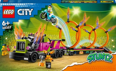 Zestaw klocków LEGO City Stuntz Wyzwanie kaskaderskie - ciężarówka i ogniste obręcze 479 elementów (60357)