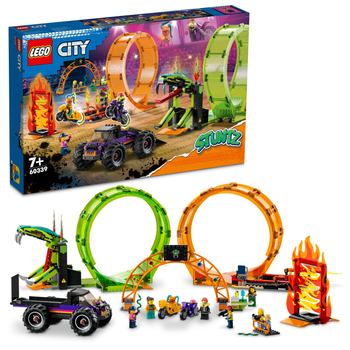 Zestaw klocków LEGO City Stuntz Kaskaderska arena z dwoma pętlami 598 elementów (60339)