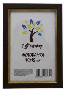 Фоторамка 10Х15, (А6), коричневий із золотою вставкою, 1511-B84, СКЛО + КАРТОН