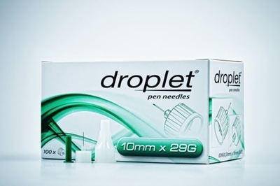 Голки для інсулінових шприц-ручок Droplet, 10 мм, 29G (0,33 мм) №100, універсальні