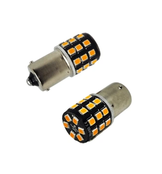 Светодиодная лампа с цоколем PY21W ba15s 1156 33SMD 2835 10-30V с драйвером Желтая (11610)