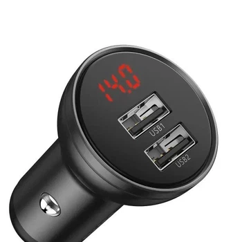 Автомобильное зарядное устройство Baseus Digital Display 24W 2USB 4.8A Быстрая зарядка Зарядка в авто Grey