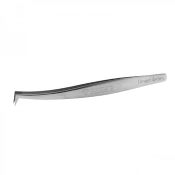 Пинцет Design Lashes для наращивания ресниц Топорик Diamond изогнутый зеркальный 12 см (2100994279647)