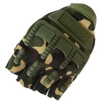 Тактичні рукавички без пальців з гумовим захистом (р. L), камуфляж