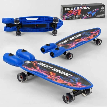 Скейтборд Best Board S-00605 (дошка ↔71*21,5 см, ↑10 см, нейлон, колеса 4 шт/Ø6 см/PU, підвіска алюміній, парогенератор, USB, підсвітка, до 80 кг)