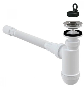 Сифон для кухонної мийки ALCA PLASTA41+A710 (8595580520571) d40 з гнучким з'єднанням