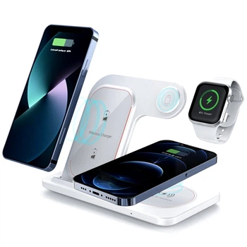 Док станция с беспроводной зарядкой Qi 3in1 Proda PD-W8 |5-15W, Watch/AirPods/Phone| white
