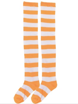 Гольфіни-заколенкі Home Socks 35-40 Широка смужка Жовтогаряче-Білі