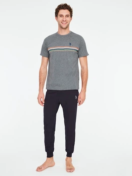 Пижама (футболка + штаны) мужская хлопковая U.S. Polo Assn 18688 XL Темно-синий/Серый (8680557403497)