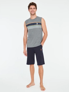 Пижама (майка + шорты) мужская U.S. Polo Assn 18670 L Темно-синий/Серый (8680557402216)