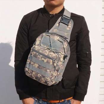 Мужская сумка рюкзак на одной лямке METR+ барсетка 28х18х13 см Пиксель