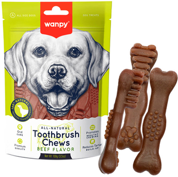 Лакомство для собак Wanpy Toothbrush Chews Beef зубная щетка со вкусом говядины 100 г (6927749869009)
