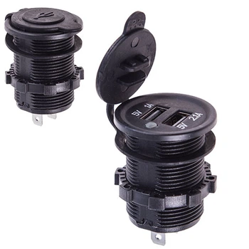 Автомобильное зарядное устройство 2 USB 5V2.1A 5V1A 12-24V врезное в планку