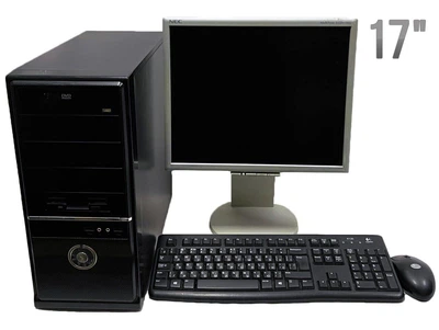 Комплект ПК: Maestro Tower / Intel Core 2 Duo E4300 (2 ядра по 1.8GHz) / 4GB DDR2 / 160GB HDD / Intel GMA 3100 + Монітор Б-клас NEC 17" TN / VGA, DVI + Клавіатура б/в