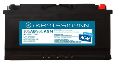Автомобильный аккумулятор KRAISSMANN 105 AB 950 AGM (105 Ач емкость, 950 А пусковой ток)