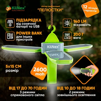 Фонарь на солнечных батареях Kilnex “Лепестки”+ powerbank 2600 маh