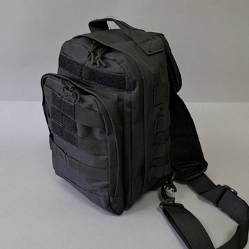 Міцна тактична військова міська сумка рюкзак через плече однолямкова для міста SILVER KNIGHT Чорна АН115
