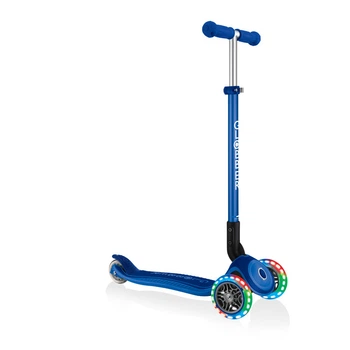 Детский самокат Globber Primo Foldable Plus Lights Navy Blue от 3 до 9 лет (439-100)
