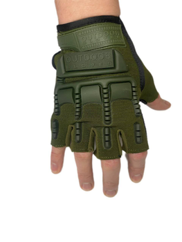 Тактические перчатки без пальцев олива