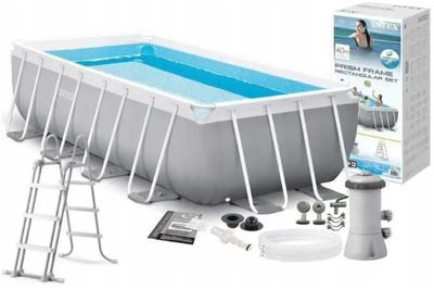 Intex прямоугольный каркасный Бассейн, 400 x 200 x 100 см, 6836 литров, картриджный насос, лестница