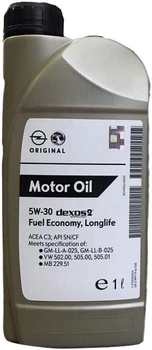Моторна синтетична олива General Motors Dexos 2 Fuel Economy Longlife 5W-30 1 л (93165690)