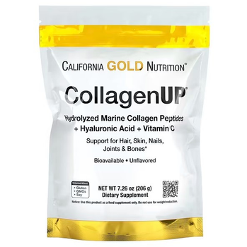 Натуральная добавка California Gold Nutrition Морской коллаген c гиалуроновой кислотой и витамином C