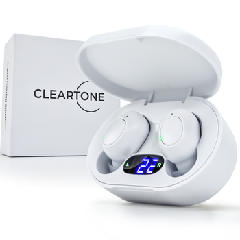 Внутриушной слуховой аппарат CLEARTONE V100 с двумя TWS наушниками и портативным боксом для зарядки - White