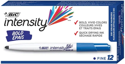 Набір маркерів для дошок сухого стирання BIC Intensity Dry Erase Markers Синій 12 шт (DECF11-BLU)