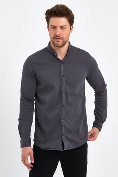Сорочка джинсова стійка Trend Collection 18307-2 Темно-сірий (KOYU GRI) L