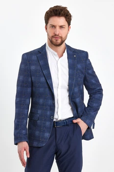 Піджак Trend Collection 6484 синій + клітка (V04) 48