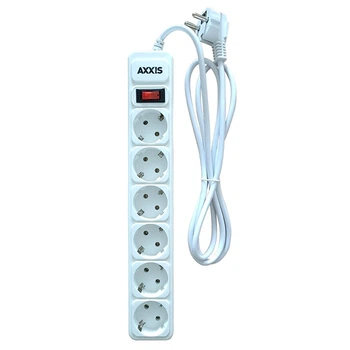 Мережевий фільтр, подовжувач Optima Base 6 1,8m WHITE провід 3*0,75мм2, AXXIS
