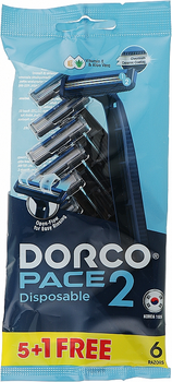 Бритва одноразова з 2 лезами, 6 шт. - Dorco Pace Plus Disposable 2 6шт (966685-42824)