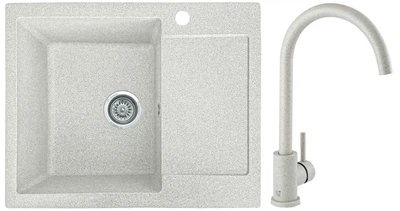 Мойка кухонная, прямоугольная, композитная Valetti 26R 62х50см Терра + смеситель