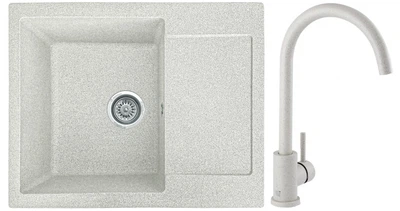 Мийка кухонна, прямокутна, композитна Valetti 26N 62х50см Тера + змішувач