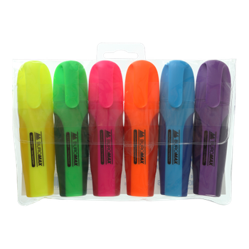 Набір з 6 текст-маркерів Buromax NEON 2-4 мм з гумовими вставками (BM.8904-94)