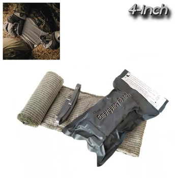 Бандаж перевязочный стирильный повзяка первой помощи кровоостанавливающий с подушкой 200х10 см (474551-Prob) Серый
