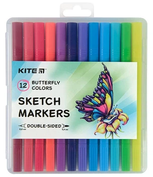 Скетч маркери двосторонні для паперу Kite Butterfly 12 шт K22-044-2