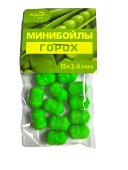 Міні бойли DOLPHIN тонучі смак ГОРОХ (8*14мм-12шт/упак) -10упак.
