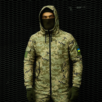 Куртка тактическая мужская с флисом Softshell Terra Hot зеленый пиксель L