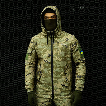 Куртка тактическая мужская с флисом Softshell Terra Hot зеленый пиксель XL