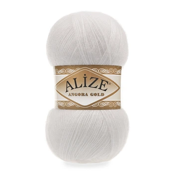 Турецька пряжа для в'язання Alize Angora Gold (ангора голд) 55 білий