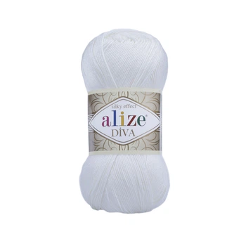 Пряжа для ручного в'язання Alize DİVA (Alize дива) 55 білий