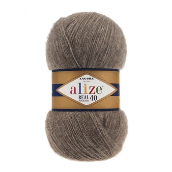 Пряжа для ручного в'язання Alize ANGORA REAL 40 (Alize ангора реал 40) 553 коричневий меланж
