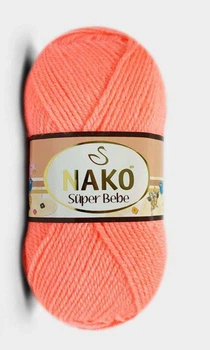 Турецкая пряжа вязания Nako Super Bebe (Супер беби) - 11157 персик неон