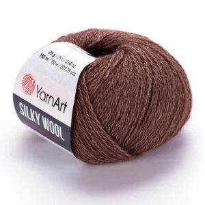 Турецкая зимняя пряжа для вязания YarnArt Silky Wool (силки вул) шерсть с шелком 336 коричневый