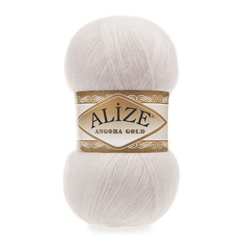 Турецкая пряжа для вязания Alize Angora Gold (ангора голд) 599 слоновая кость